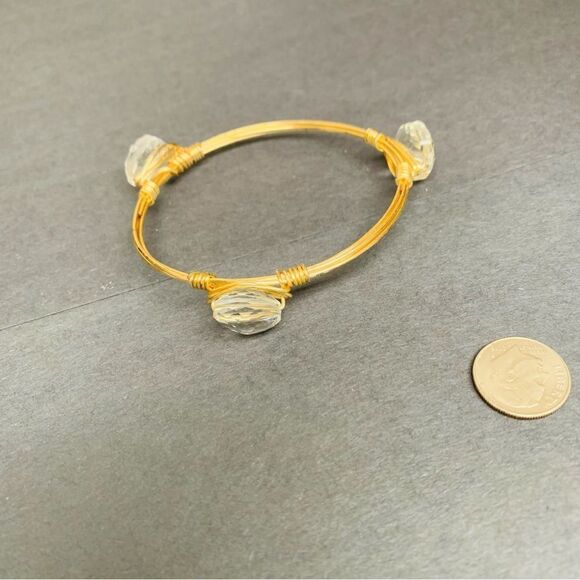 Clear glass Gold Wire Wrap Bangle Bracelet - Picture 1 of 2